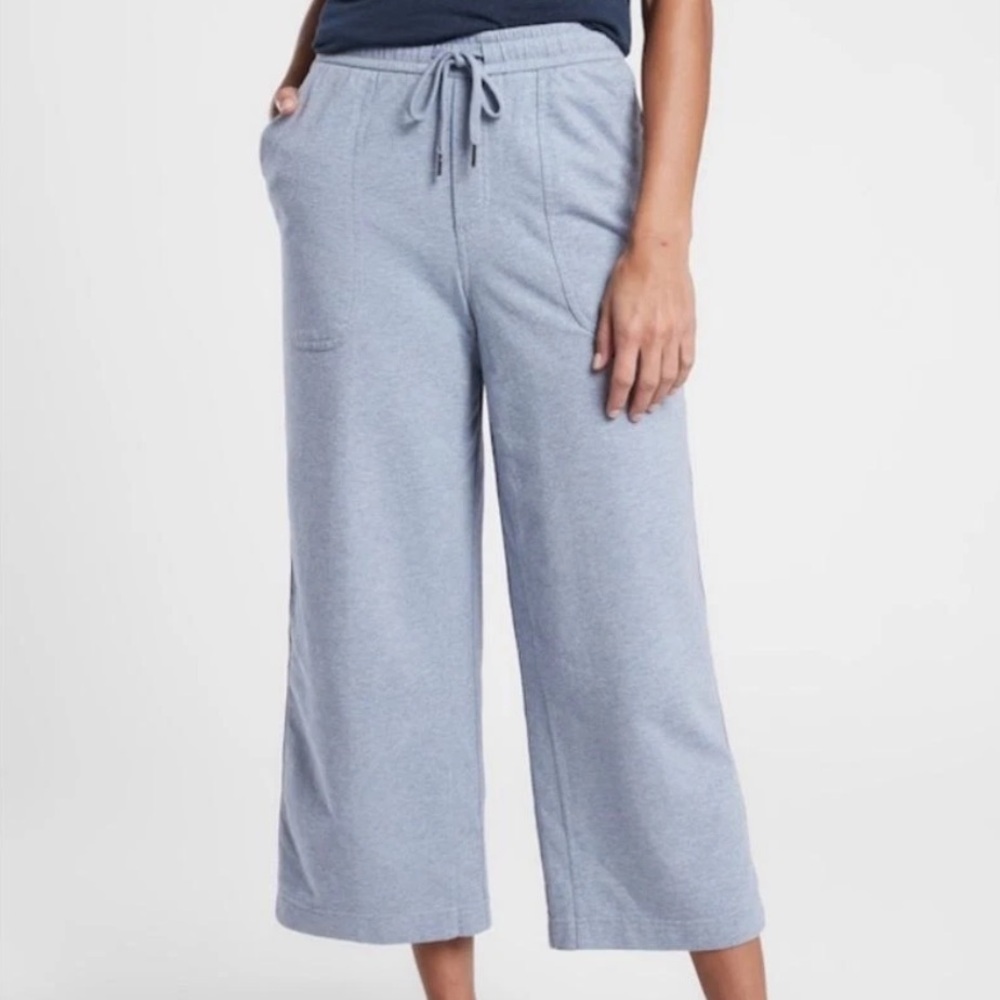 Athleta Farallon Heathered Wide Leg Crop  Pants Pull On Women's Size 0 Blue